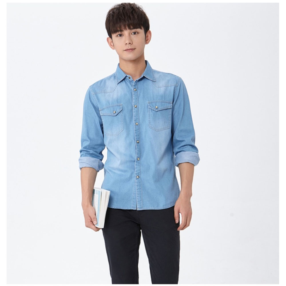 Denim Long Sleeve Casual Shirt for Men