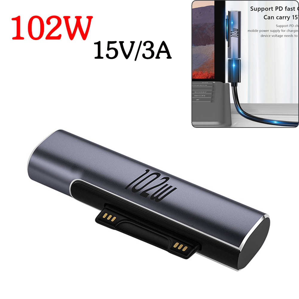 For Microsoft Surface Pro X 8 7 6 5 4 3 Go Book to USB Type C PD Fast Charging Plug Converter 15V/3A USB C Charger Power Adapter. 