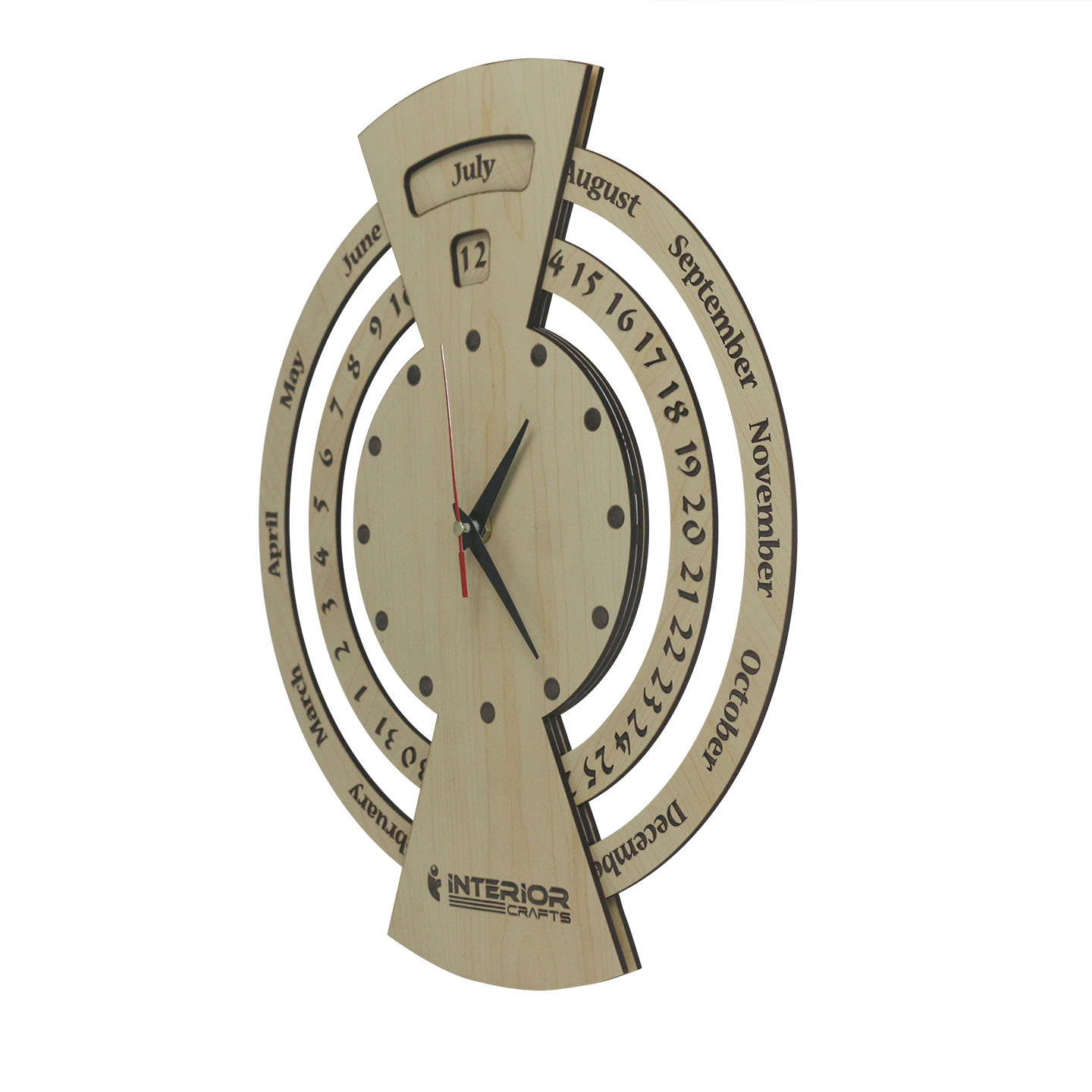 Daily Changeable Wooden Circle Calendar with Wall Clock - Office and Home Decor. 