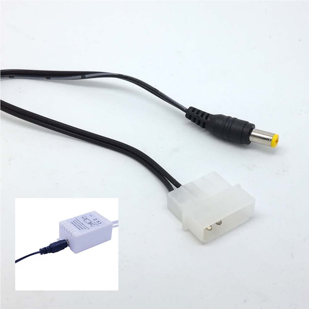 new PC 4PIN Molex 5.5mm x 2.1mm DC Power cable cord adapter 12V/2A for RGB control box LED. 
