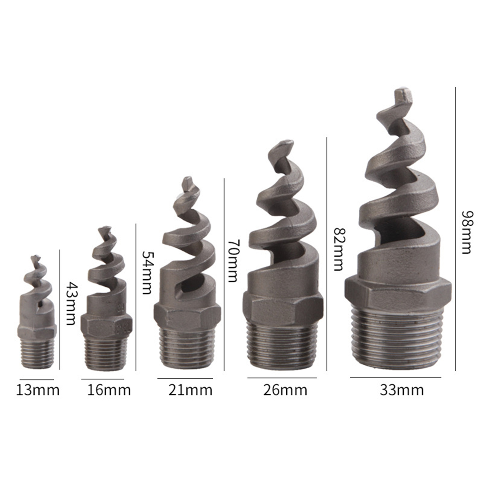 Spiral Nozzle Compt Solid Core Male Thread Spiral Cone Nozzle. 