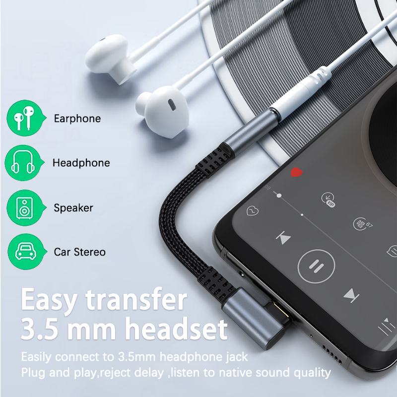 Elbow USB Type C To 3.5mm Jack Earphone Adapter 3.5 Audio Cable Converter For Samsung Galaxy S24 S23 Ultra Xiaomi 14 Poco X6 Pro. 