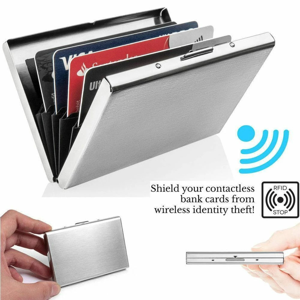 Anti-Scan Wallet Case Credit Slim Card RFID Blocking Metal. 