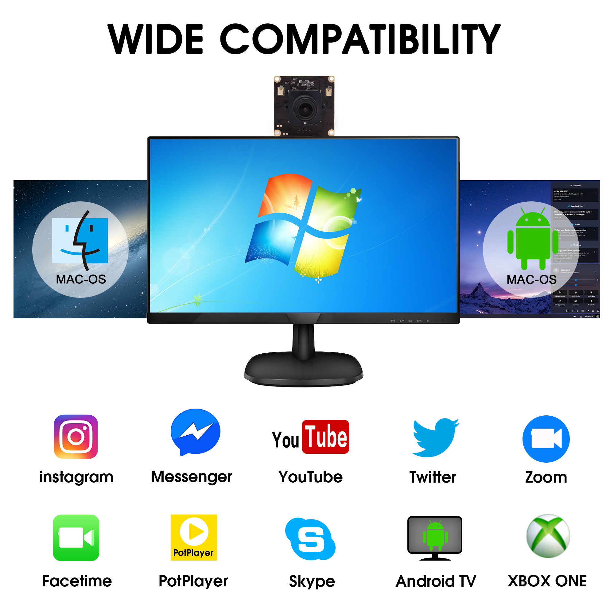 ELP Global Shutter 1080P 90fps High Frame Rate Aptina AR0234 Color Mini Webcam UVC USB Camera Module with No Distortion M12 Lens. 