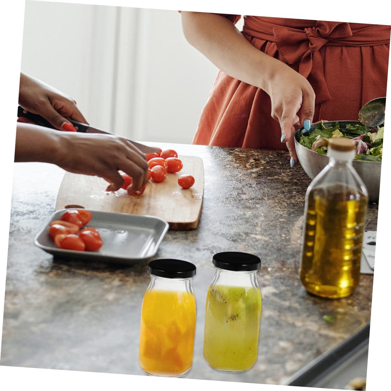 300 Ml Glass Short Height Milk Bottle with Cap, Reusable Juice Beverage Container. 