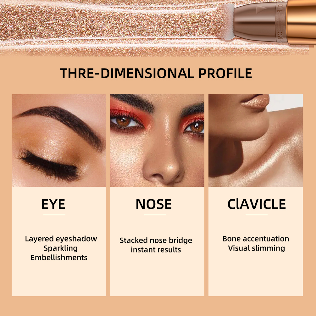 QIBEST Liquid Highlighter With Cushion Applicator Face Makeup Natural Bronzer Moisturizing Cream Soft Makeup Shimmer Highlight. 