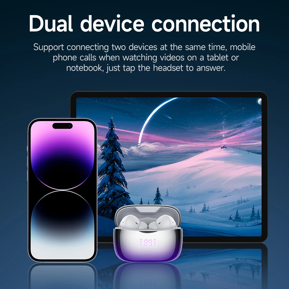 Hoco EQ16 ANC TWS Earbuds Bluetooth 5.3 Earphones Active Noise Cancelling Headphones Low Latency ENC Noise Reduction BT headset. 
