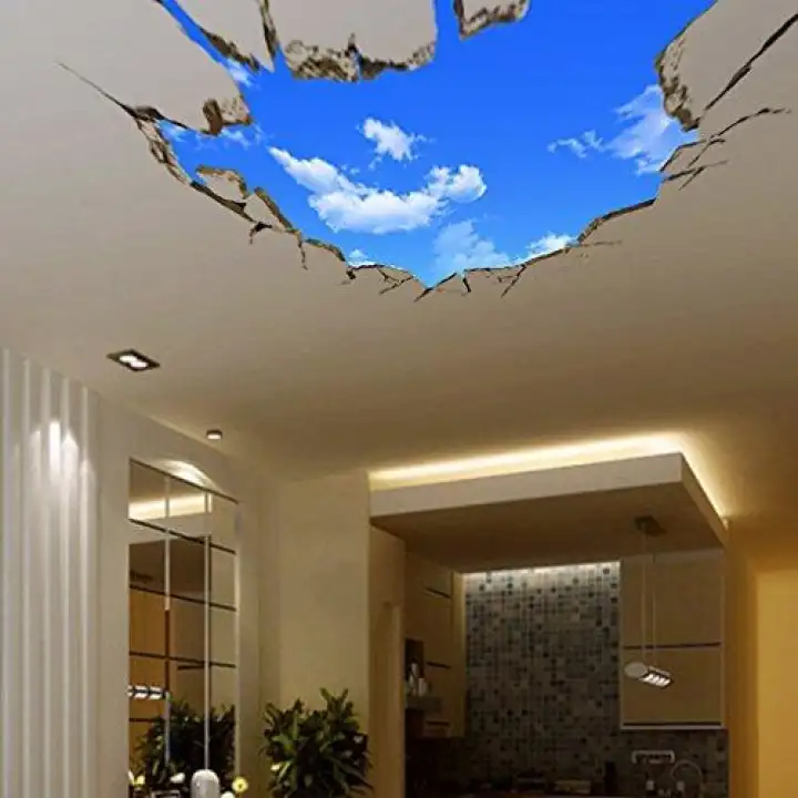 3d Blue Sky Clouds Ceiling Wall Stickers Home Diy Art Pvc Decal
