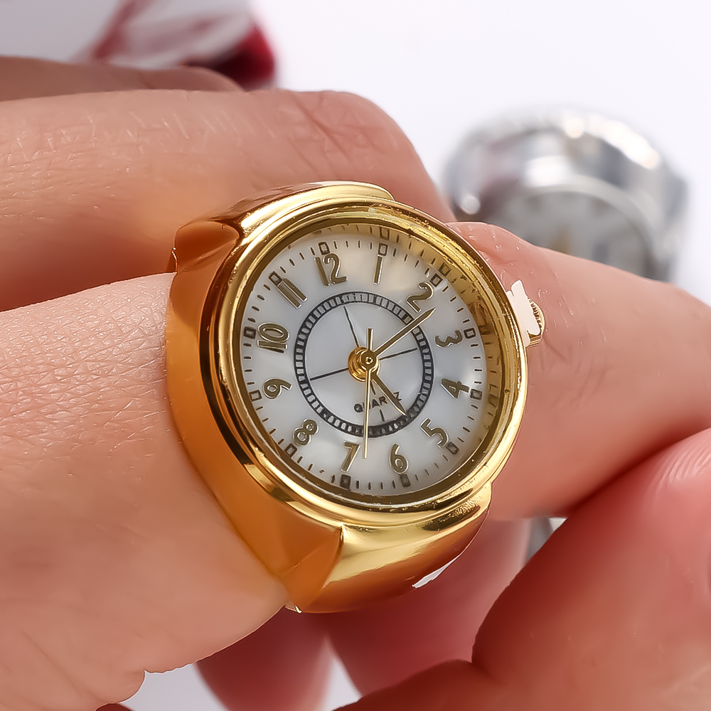 Digital Quartz Finger Watch Ring/Punk Style Alloy Pointer Elastic Rings. 