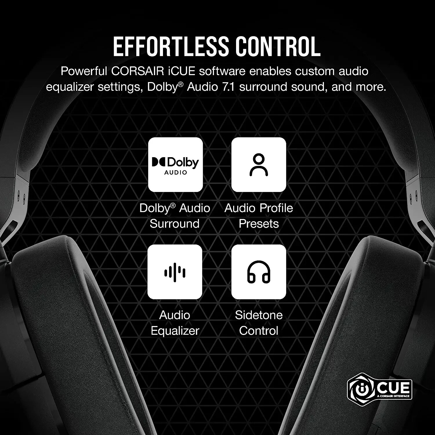 Corsair HS55 Surround Gaming Headset, Leatherette Memory Foam Ear Pads, Dolby Audio 7.1 Surround Sound on PC and Mac,Black/White. 