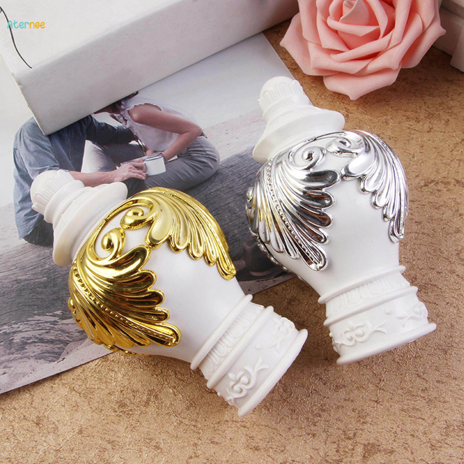 Curtain Rod Cap Finials, Pvc Drapery Rail Pole Head Cap Decorative Window Curtain Rail End Curtain. 