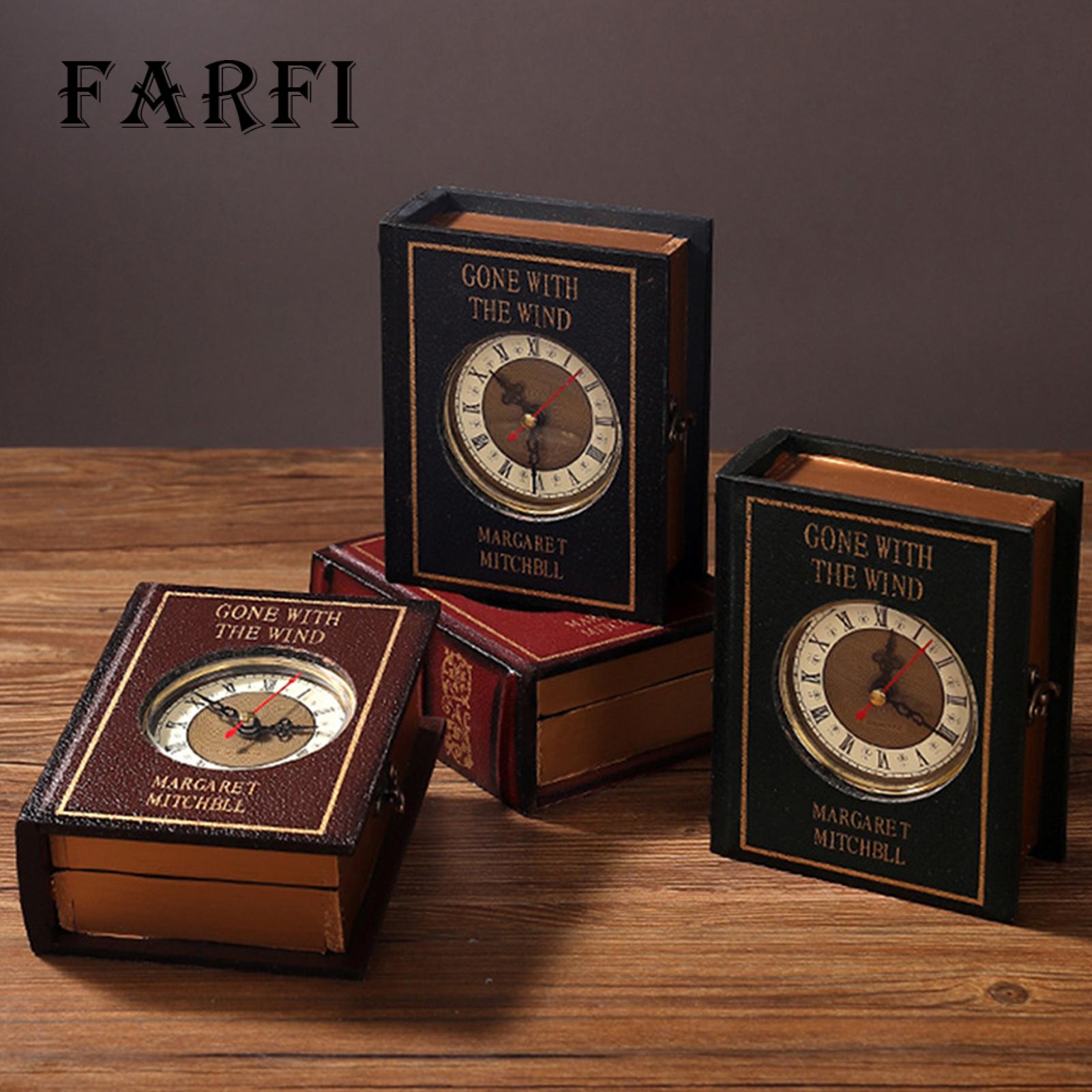 Secret Book Storage Box Vintage Style Book Storage Box with Clock Large Capacity Decorative Organizer for Home Office Desktop Realistic Fake Book Stack Design Faux Book Storage Box. 