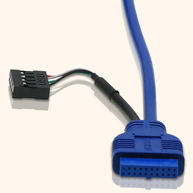 USB 2.0+ 3.0 Port Chassis PC Computer Case Audio Front Panel Replace Cable 70cm - blue. 
