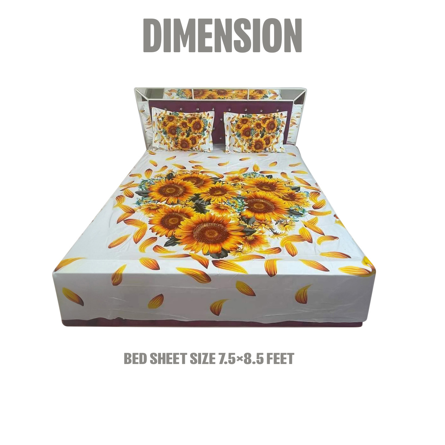 new collection yamin luxury cotton double size twill panel bed sheet size (7.5×8.5)  King size with two pillow cover. 