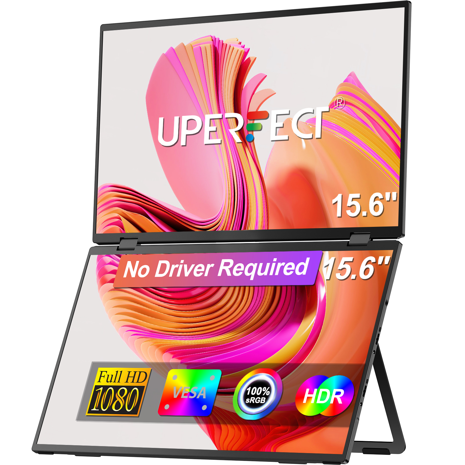 UPERFECT UStation Δ / Delta Portable Monitor for Laptop 15.6 1080P Extender Dual Screen with Stand VESA 360° Folding Stacked