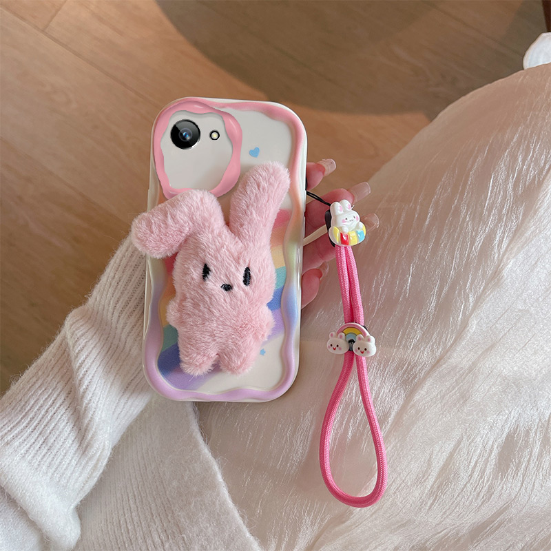 lthmy for Realme C30S RMX3581 RMX3623 RMX3690 case TPU silicone 3D cartoon plush doll cute shockproof soft case phone cover with lanyard