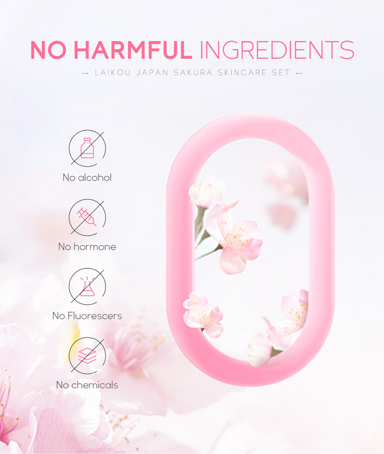 LAIKOU Face Serum Cleanser Lotion Toner Cream Japan Sakura Skin Care Set 6pcs