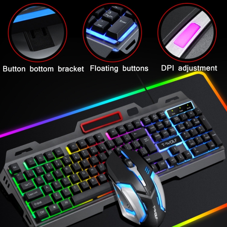 T-Wolf TF600 RGB Gaming Keyboard Mouse Combo. 