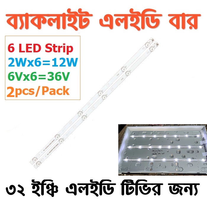 LED Backlight Array Bars For 32" inch LED TV Backlight Strip Matrix Kit Lamp Lens using T.V56 DS-V59. 