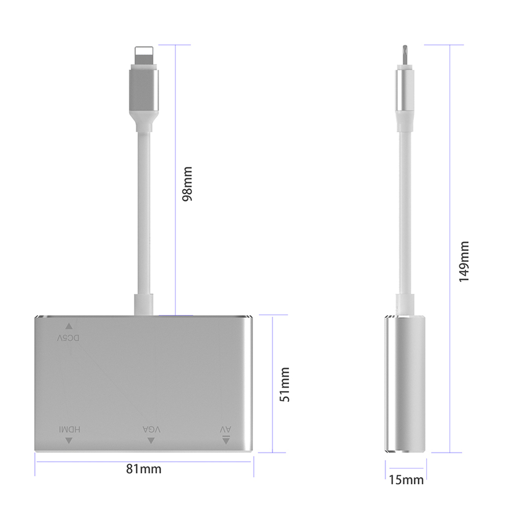 Converter for Lightning to HDMI/ VGA/AV Audio TV Adapter Converter Compatible for iPhone/for iPad/for iPod touch. 
