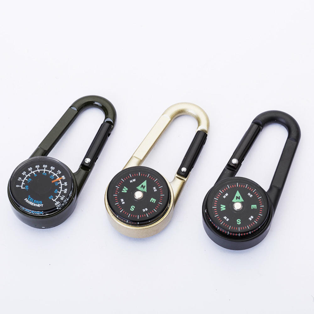 3 In 1 Guiding Thermometer Keyring Keychains Mini Compass   Clip 3 In 1 Guiding Thermometer Keyring Keychains Outdoor Hiking Camping Climbing Travelling Mountaineering Buckle Multi Functional Mountaineering Buckle. 