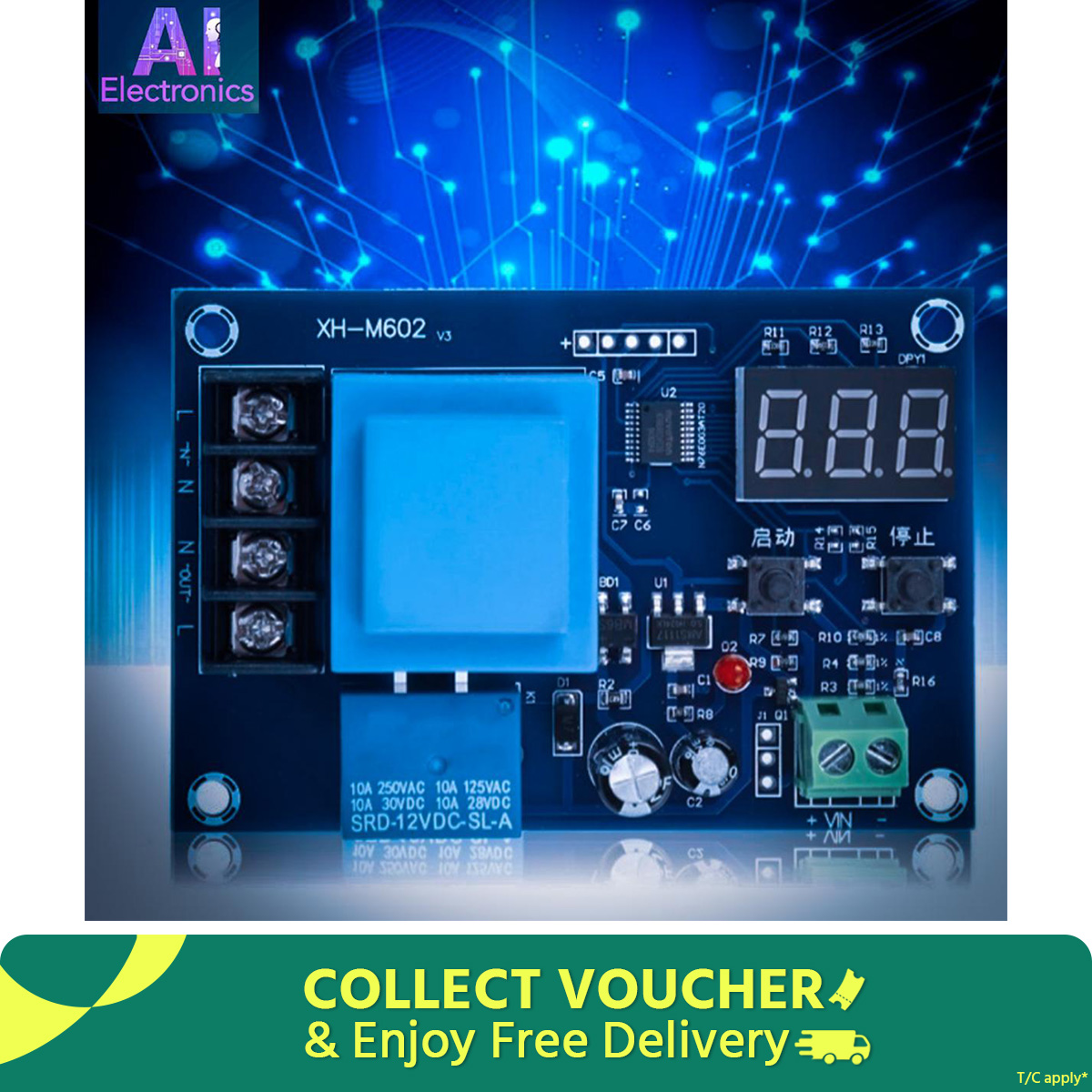 XH-M602 Digital Control Charging Control Module AC220V Lithium Li-ion Storage Charger Control Switch Protection Board