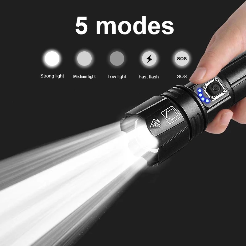 F3 Most Powerful LED Flashlight USB Rechargeable Torch Light High Power Flashlight Tactical Lantern Long Shot Hand Lamp Camping. 