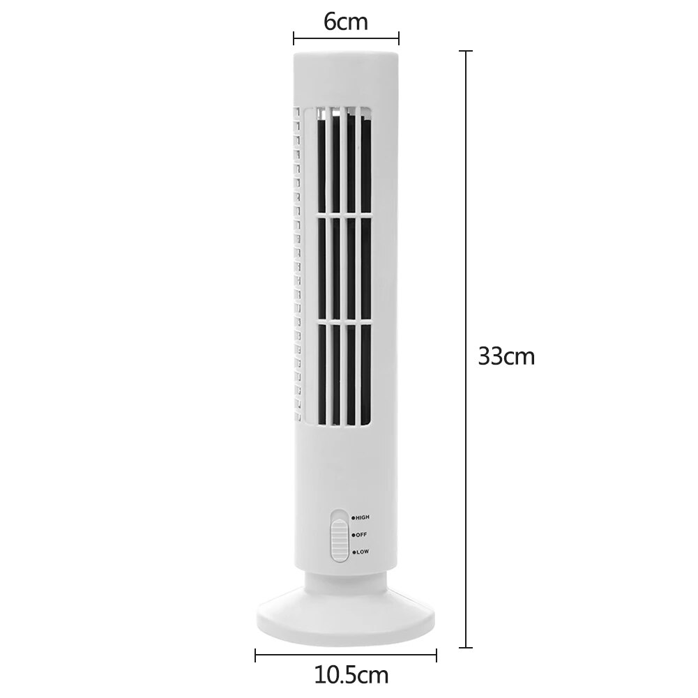 Portable USB Vertical Bladeless Fan 2 Speed Adjustable Mini Air Conditioner Fan Mute Desktop Cooling Tower Fan for Home Office