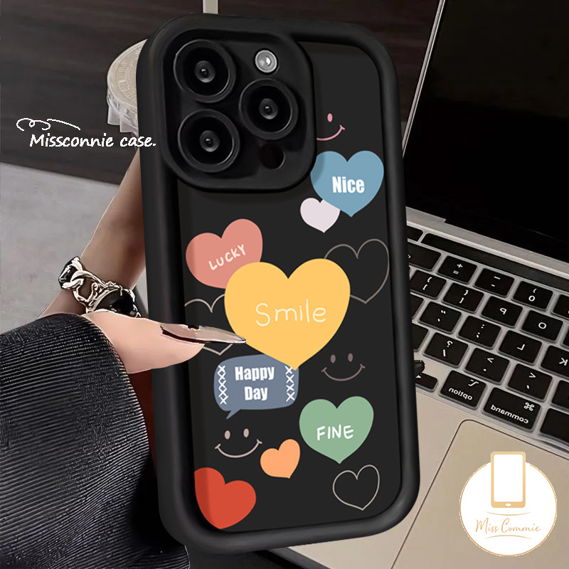 Colorful Cloud English Letter Smiling Face Graffiti Phone Case Compatible for IPhone 11 14 15 13 12 Pro Max X 7Plus XR XS Max 7 15 6S 6 8 Plus SE 2020 Angel Eyes Soft Cover. 