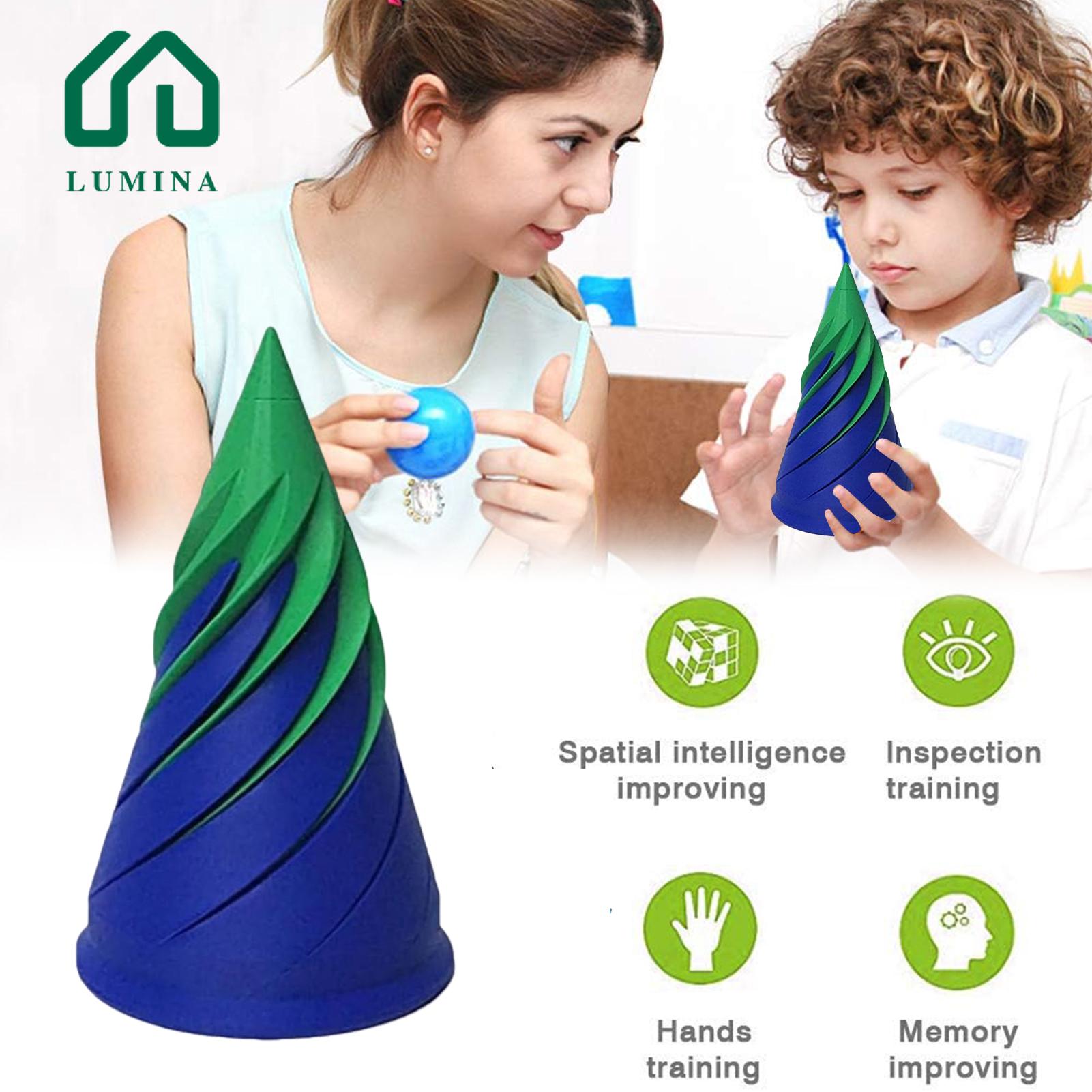 Lumina Rotating Optical Illusion Toy Rotating Spiral Cone Toy Stress Relief Desktop Decor Gift Optical Illusion Vortex Thread Pass Through Pyramid Fidget Toy Sculptural Centerpiece Decor. 