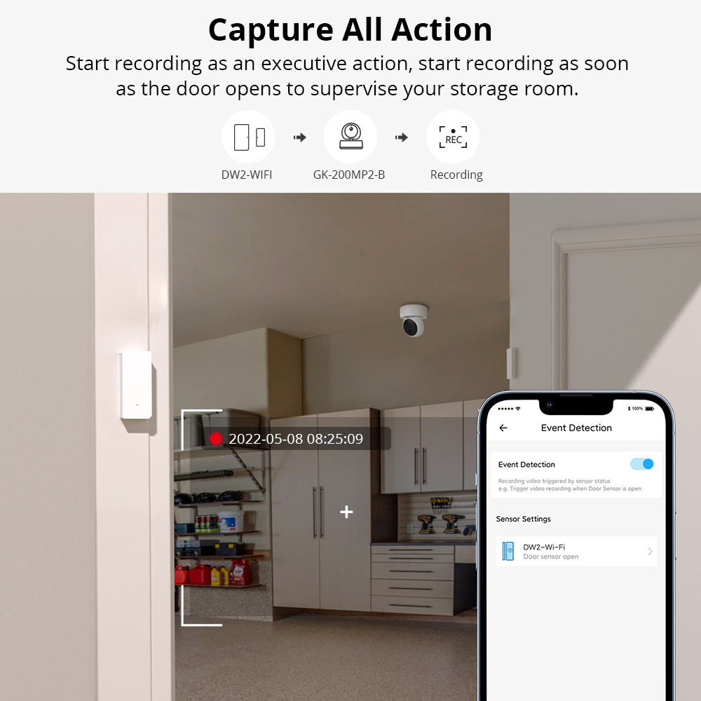 Sonoff GK-200MP2-B Smart HD Wireless WiFi APP Remote Control IP Security Camera. 