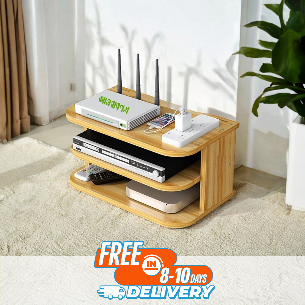 Router Shelf Wall Mounted Wifi Router Storage Top Box Height 10 Inch Length 14 Inch Depth 08 Inch Model RS206