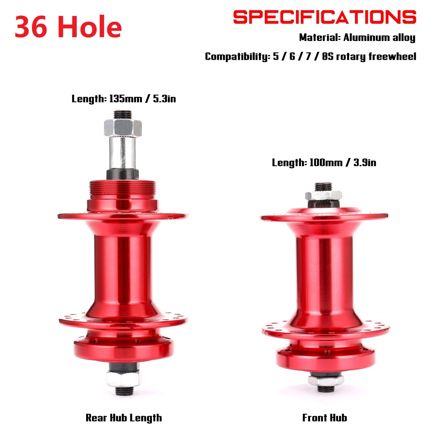 NOS SUNTOUR LARGE HUB FRONT 36H RED Bicycle Hub 36H Front