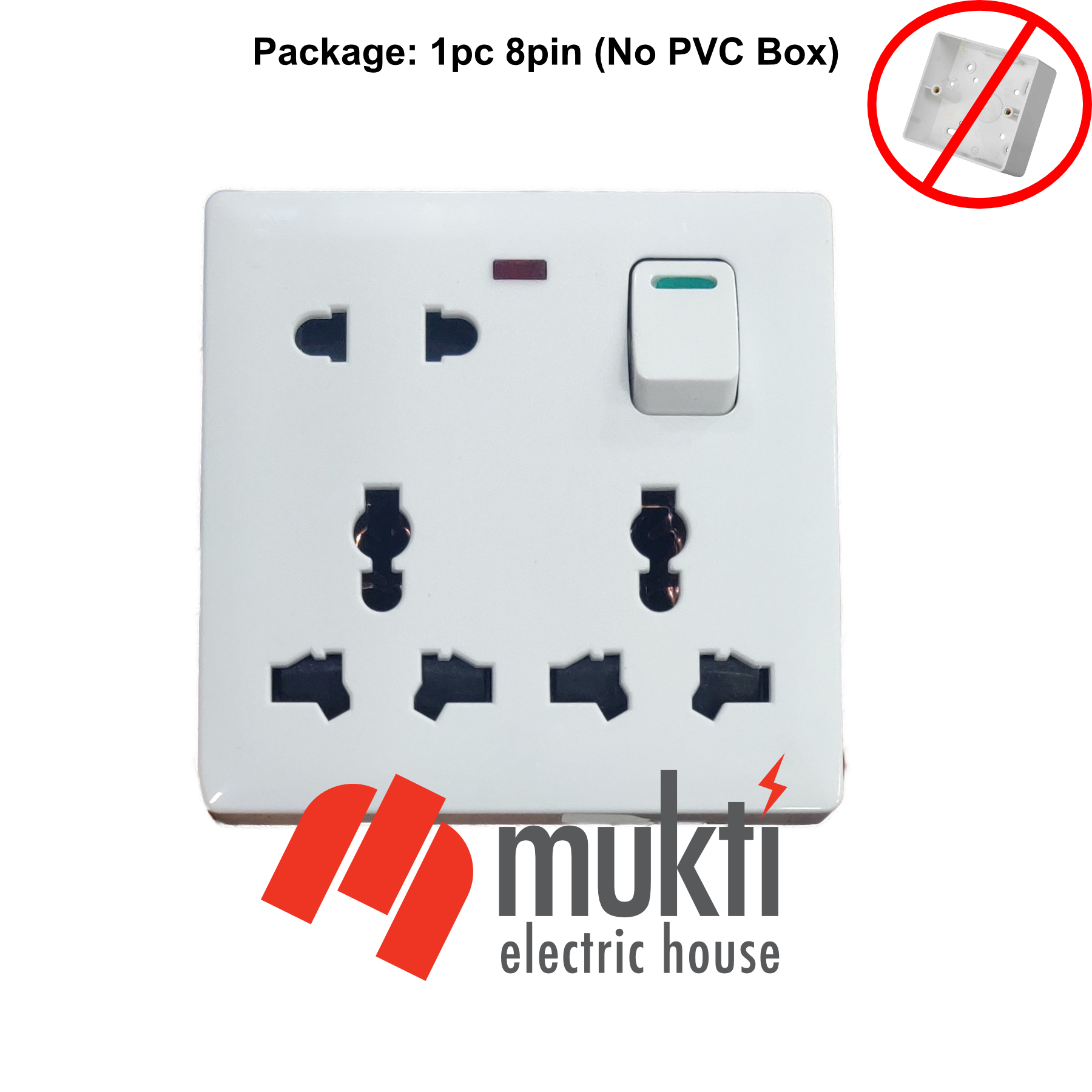 8 Pin Multi with 2 Pin and Dual 3 Pin Combined Function Universal Socket with Switch 8Pin. 