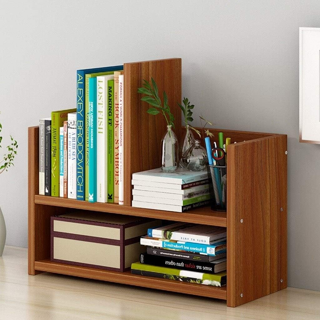 DLANDZ Standing Bookshelf Desktop Bookshelf Small Bookshelf, File Shelf, Office Bookshelf Small Bookcase, Storage Organizer Display Shelf Rack Multi-Functional
