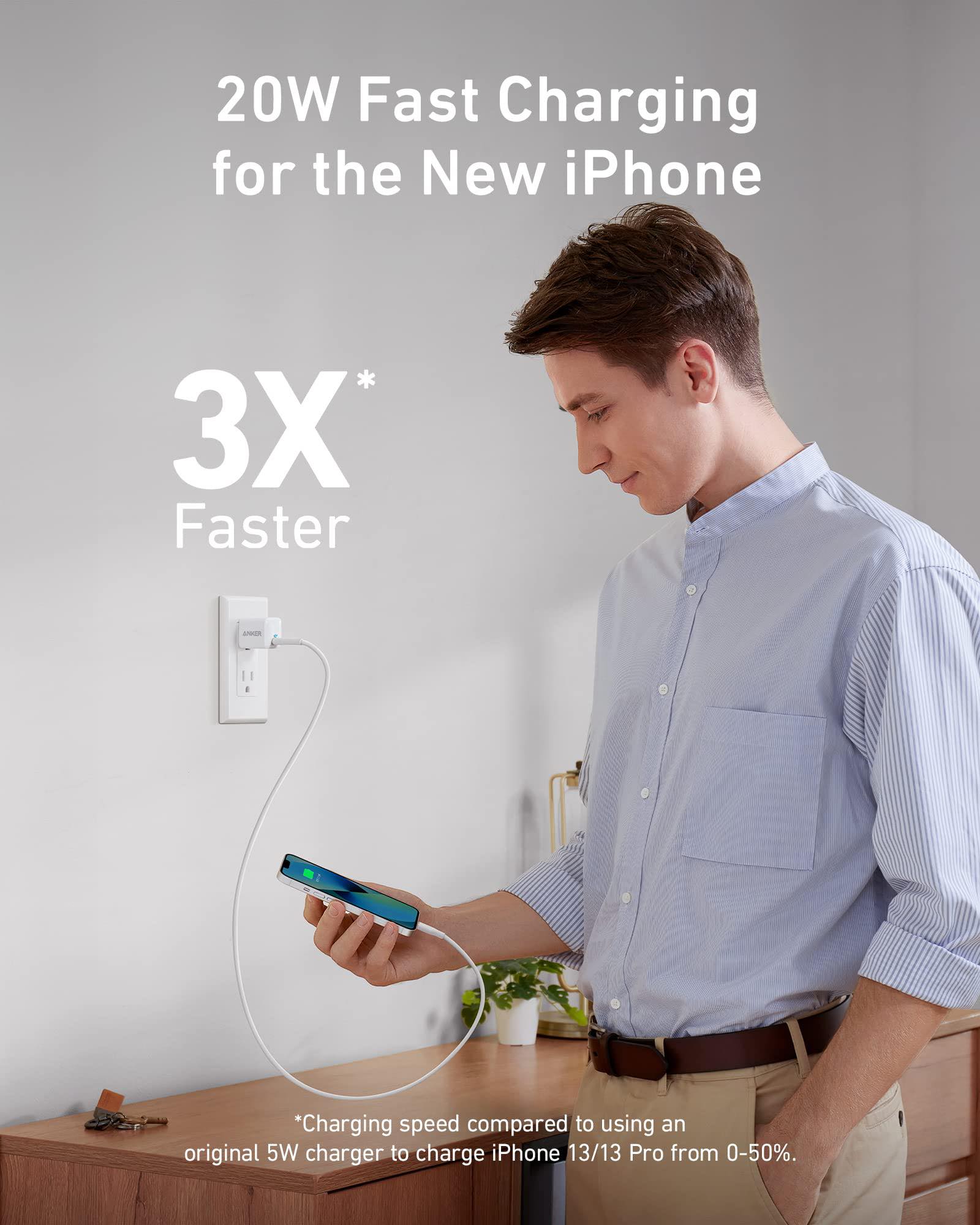 Anker PowerPort III Nano (20W) iQ3 A2633  for iPhone 14/13/12/11/11 Pro/11 Pro Max/XR/XS/X. 
