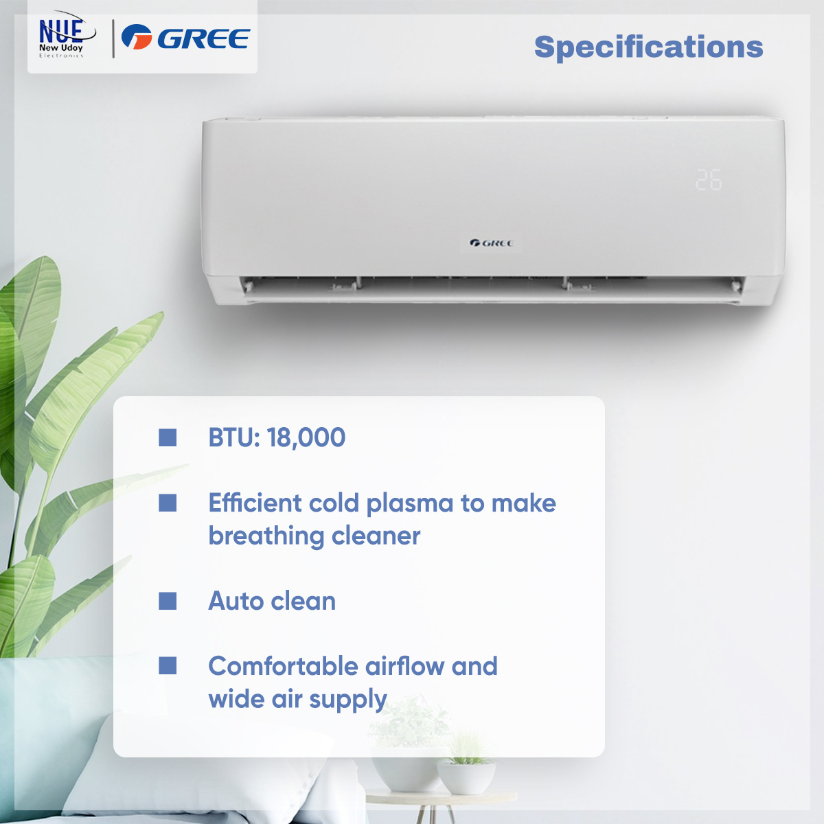 GREE Model: GS-18XPUV32/GS18XFV32  Inverter AC (Official Warranty) - 1.5 Ton. 
