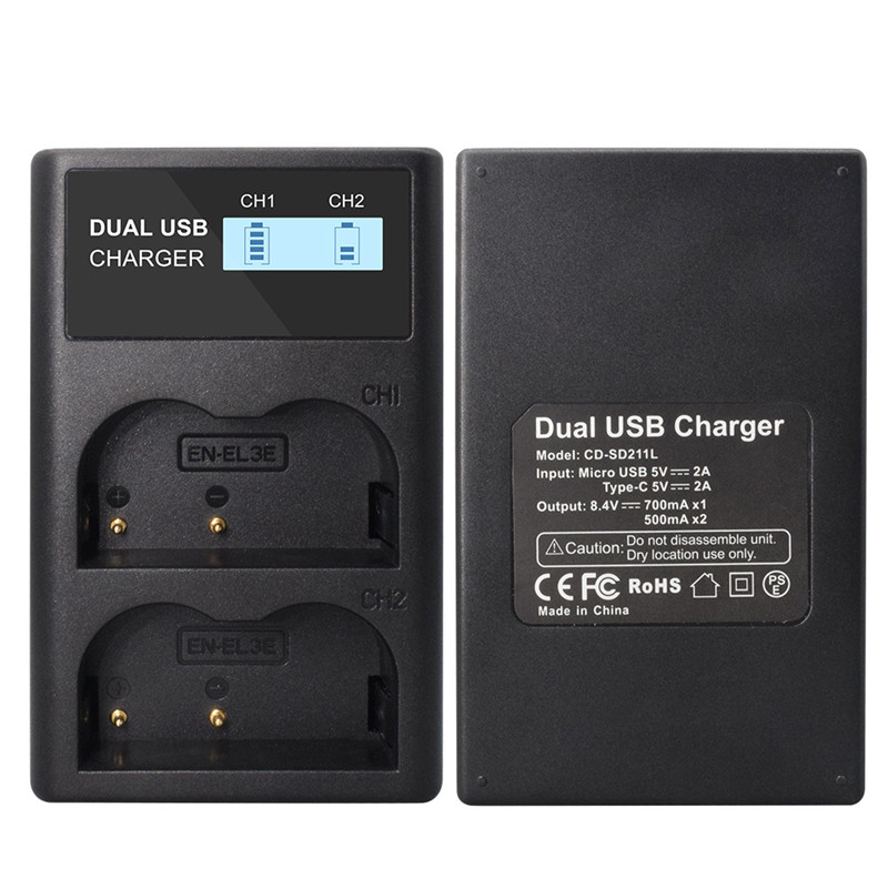 Camera Battery Charger EN-EL3 LCD Digital Charger for Nikon D50 D70 D70S D90 D80 D100 D200 D300 D300S Digital Charger Kit. 