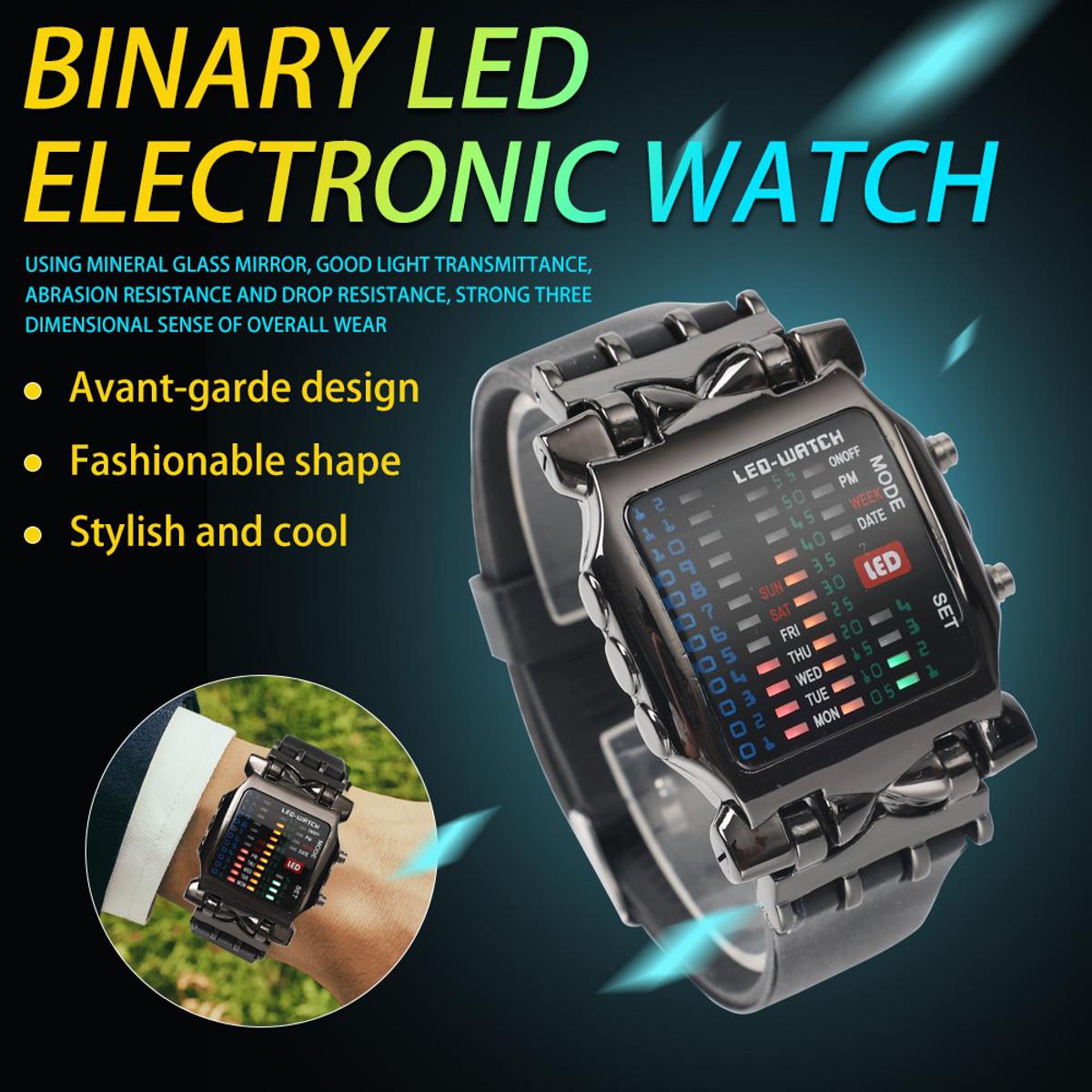 New [uper21]-1Pc Man Binary Electronic WritWatche/ Drop Reitant Lantern Watch/ tudent Fahion port LED Watche