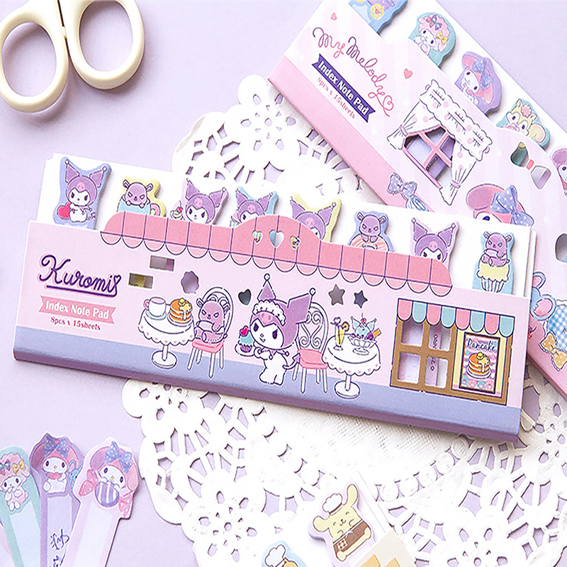 120 Sheets Sanrio Sticky Notes Kuromi Notepad Index Tabs Bookmark Stationery. 