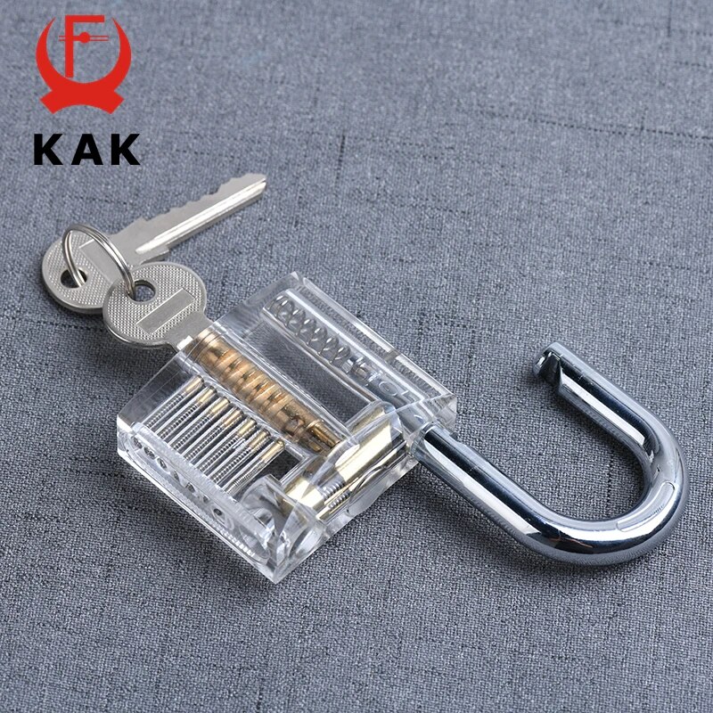 KAK Transparent Practice Padlock with Keys 80x50mm DIY Visible Lock Pick Tools Cutaway Practice Padlock Training Locksmith Tool. 