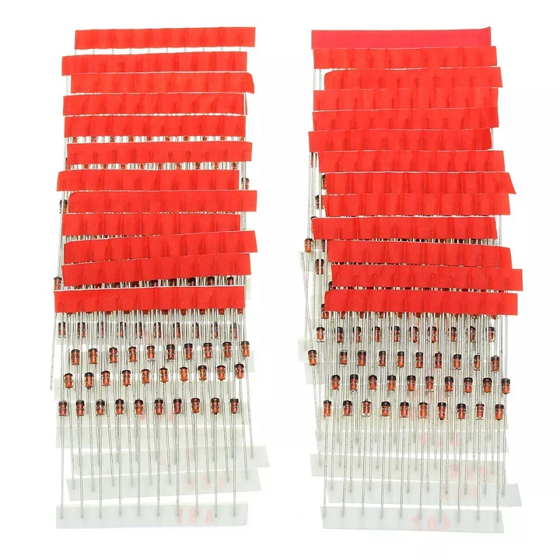10ps- Zener Diode 0.25W DO-35 (18 Values 2V 2.2V 2.7V 3V 3.3V 3.6V 3.9V 4.3V 4.7V 5.1V 5.2V 5.3V 5.6V 6.2V 6.8V 7.5V 8.2V 9.1V). 