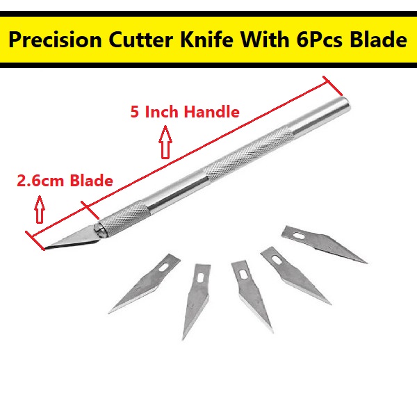 Multi-purpose Precision Art Knife With 5 Interchangeable Sharp Blades. 