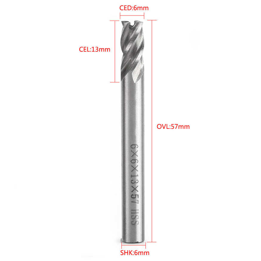 2pcs HSS 6mm 4 Flutes End Mill Cuttting Engraving Milling Machine Bit CNC Tool