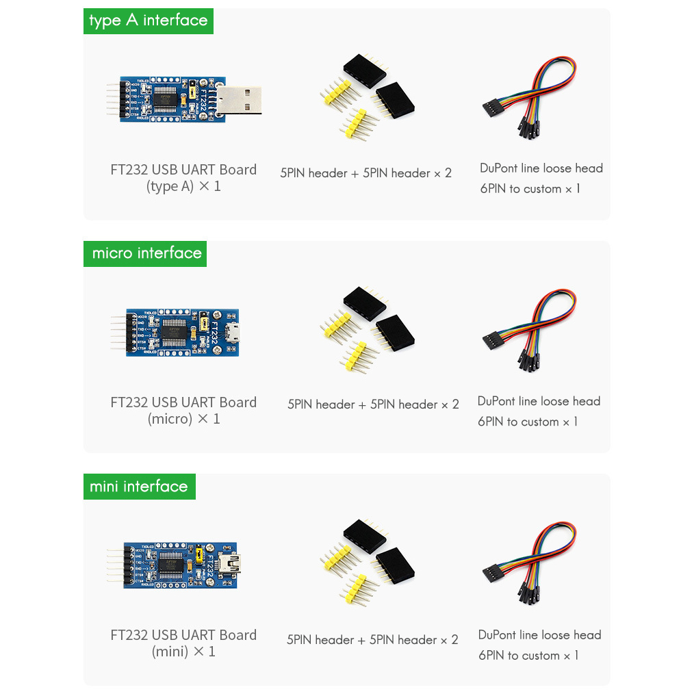 USB UART Board USB to TTL FT232R FT232RL (Micro-Interface). 
