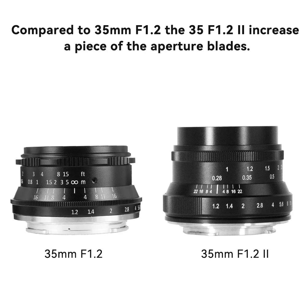 7artisans 35mm F1.2 II APS-C Large aperture Prime Lens for Micro 4/3 Sony E A6000 A7III Fuji X Canon EF-M Nikon Z Z5. 