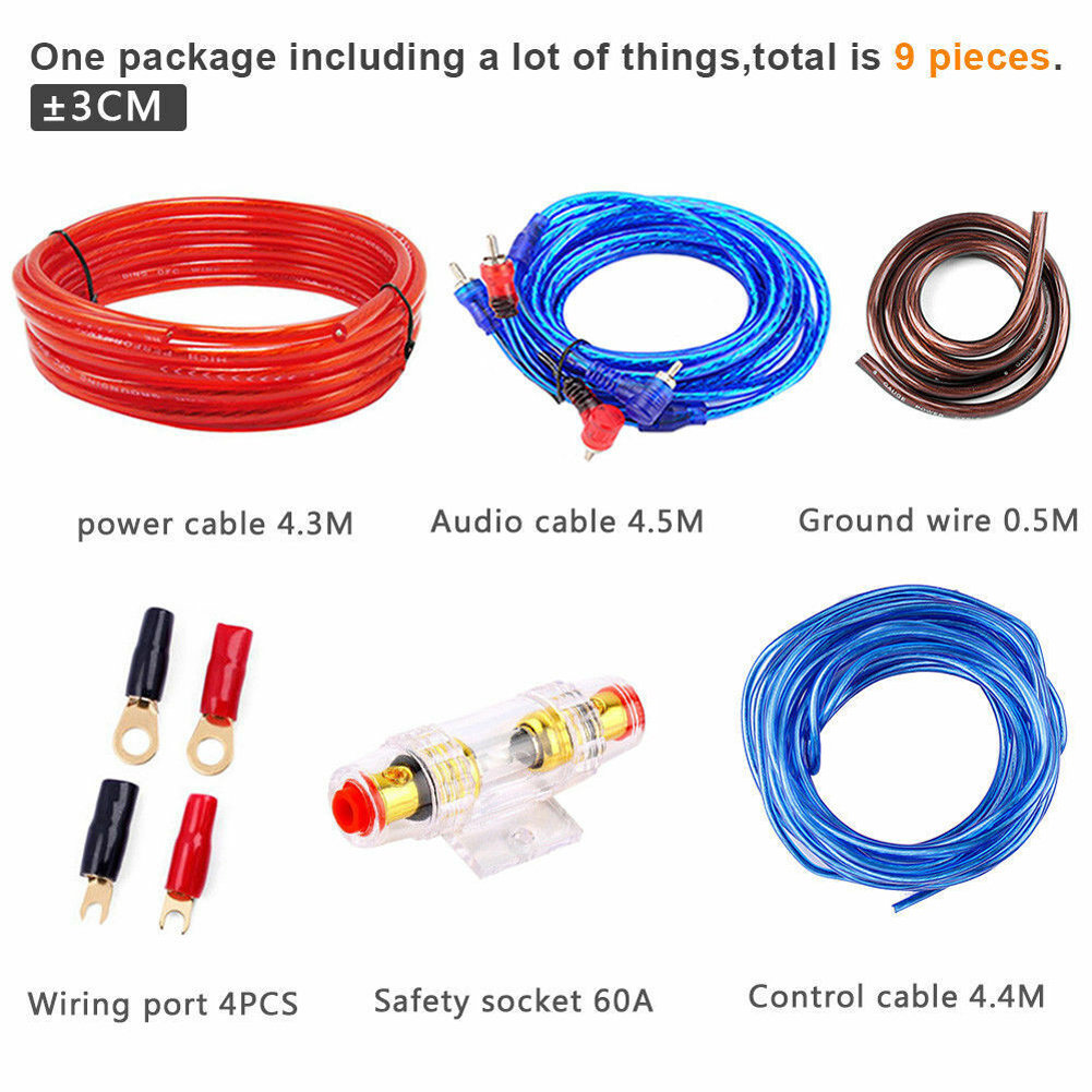 1500W Audio Speakers Wiring Kit 8GA Car Subwoofer Cable 18GA Subwoofer Speaker Line for Car Modification for Auto Vehicle Parts. 