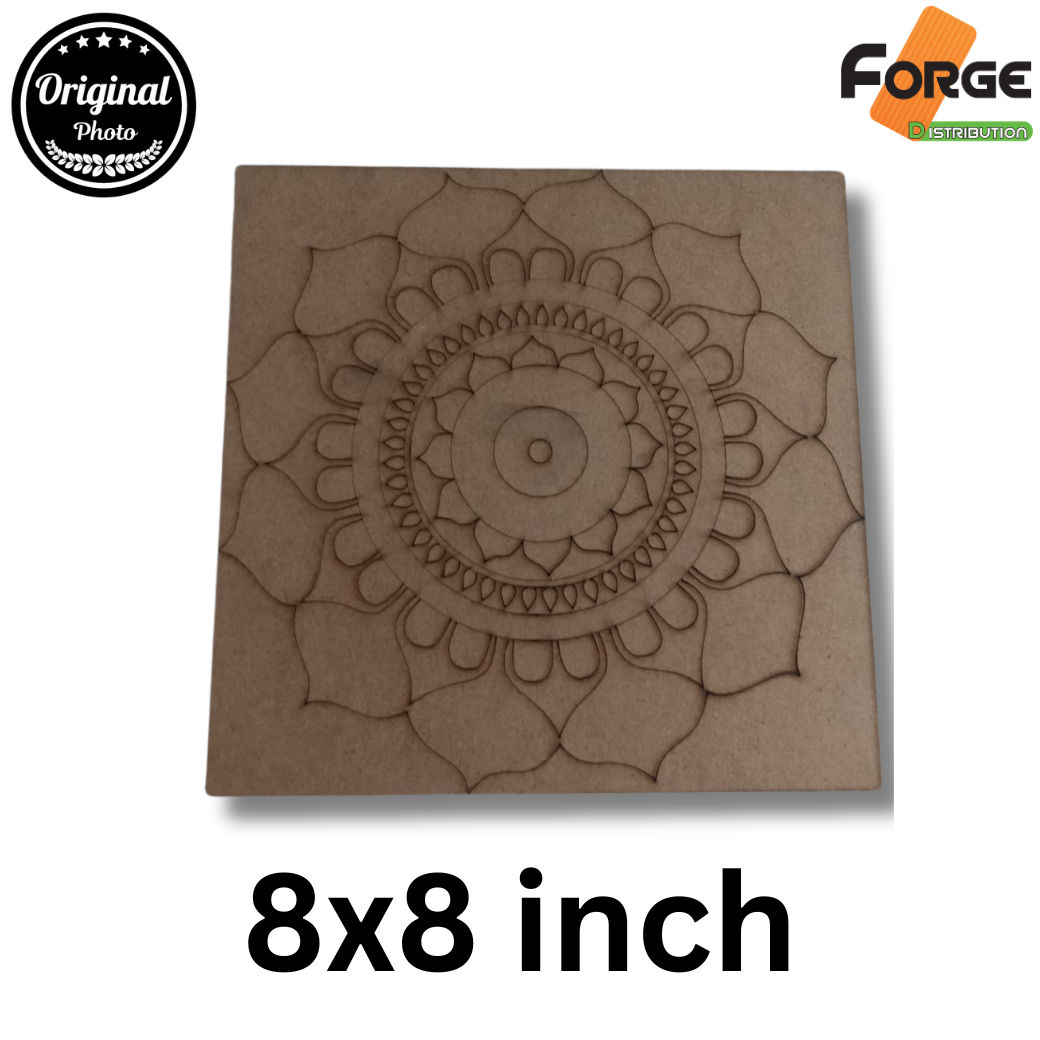 Mandala Round Cut Out 1 pic Marked Wooden MDF Boards Art and Craft Painting Cutout DIY Work Work Home, Decor Artistic (8x8Inch)