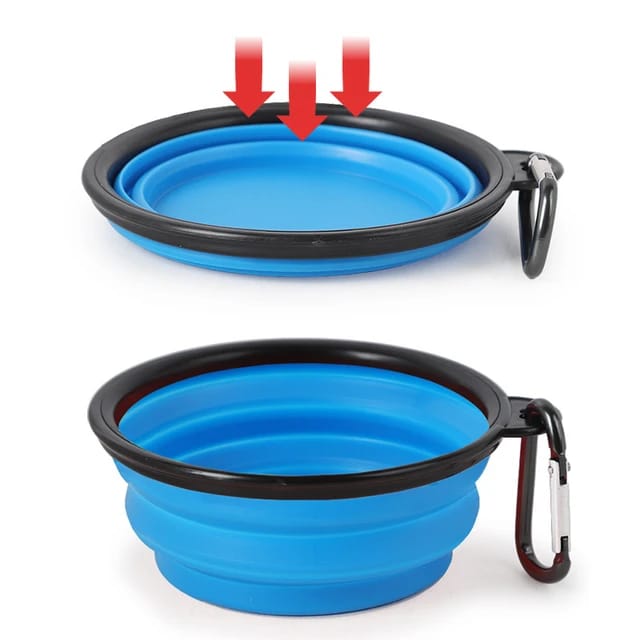 Portable Collapsible Dog Cat Bowl with Carabiner, Ideal for Food and Water, Outdoor and Travel