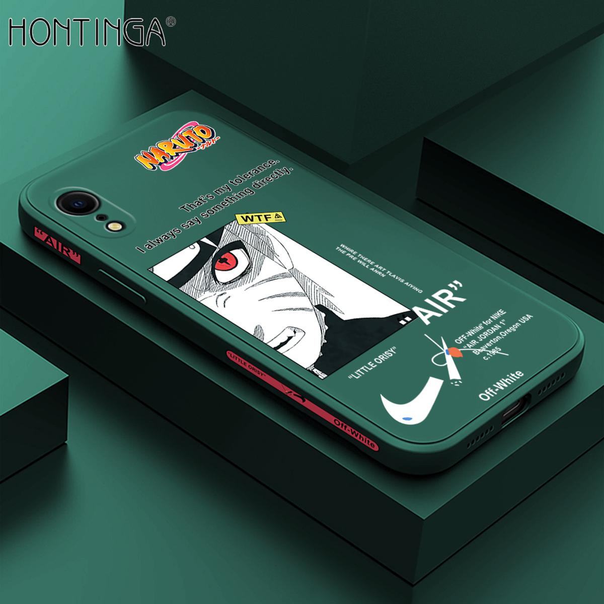 Hontinga for iPhone XR Case Side Design New Anime Naruto for Boys Back Cover Soft Square Edge Pattern Liquid Silicone Trend Phone Cases